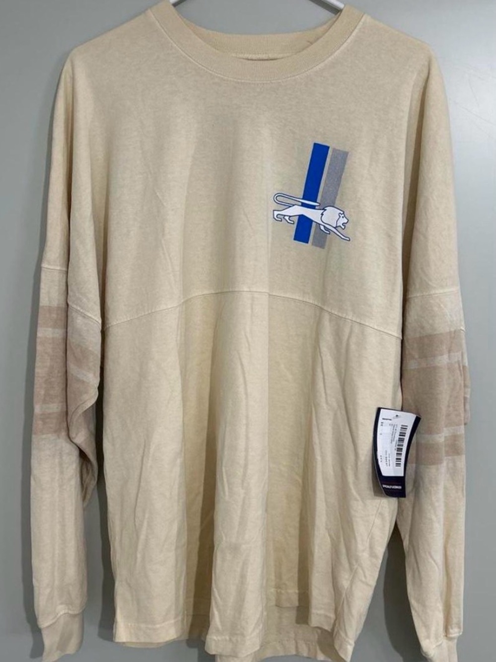 Detroit Lions NFL Beige Long-Sleeve Graphic Men's Shirt - Cream
